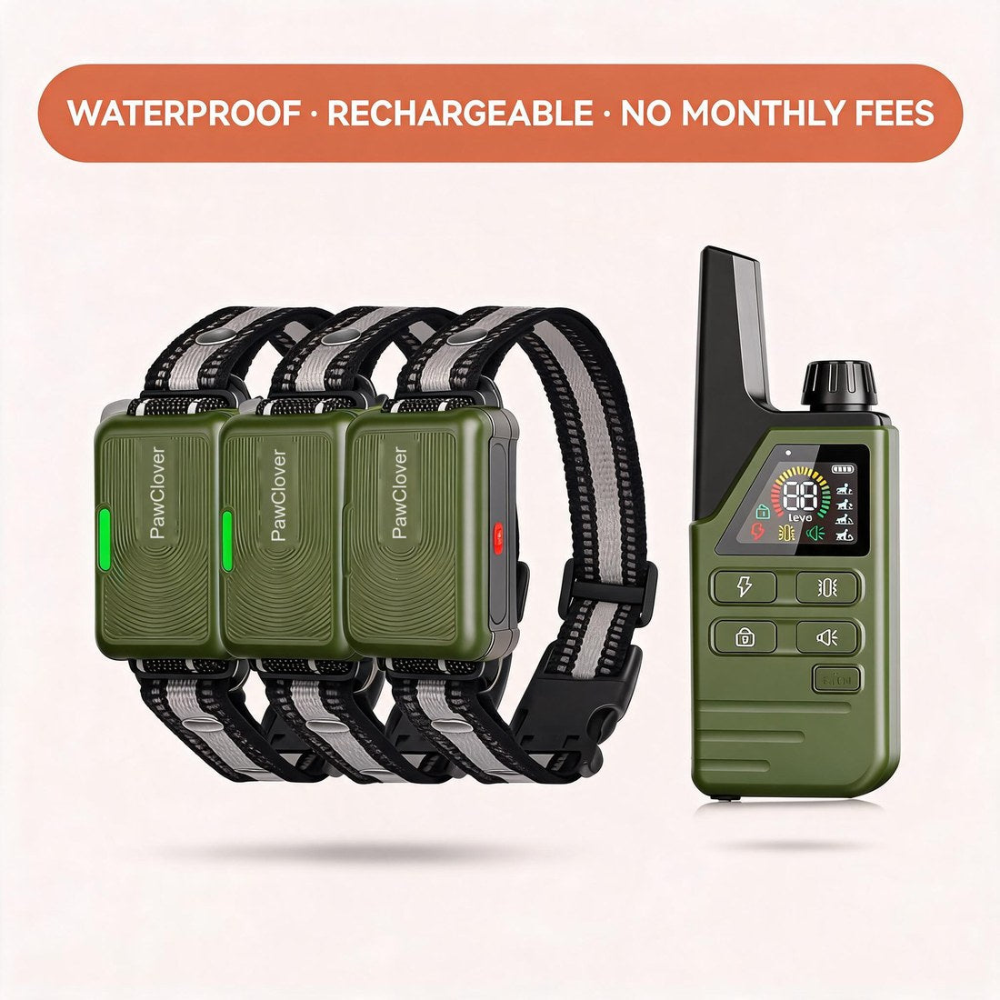 Trio pack: 3 collars and 1 remote
