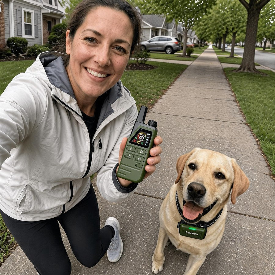 The remote in hand on a walk