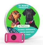 PawClover flea and tick pendant tin with the pink collar pendant
