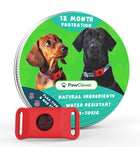 PawClover flea and tick pendant tin with the red collar pendant