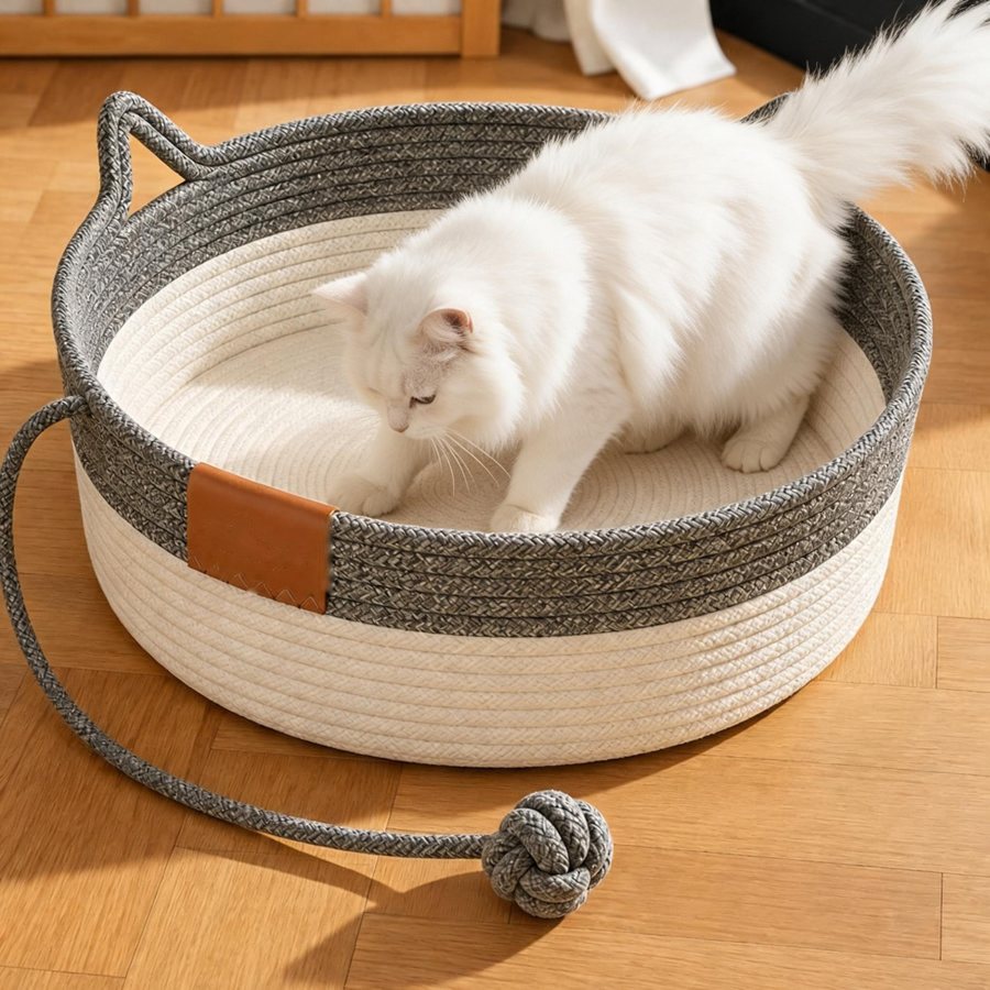 Cat stepping into the Clover Basket