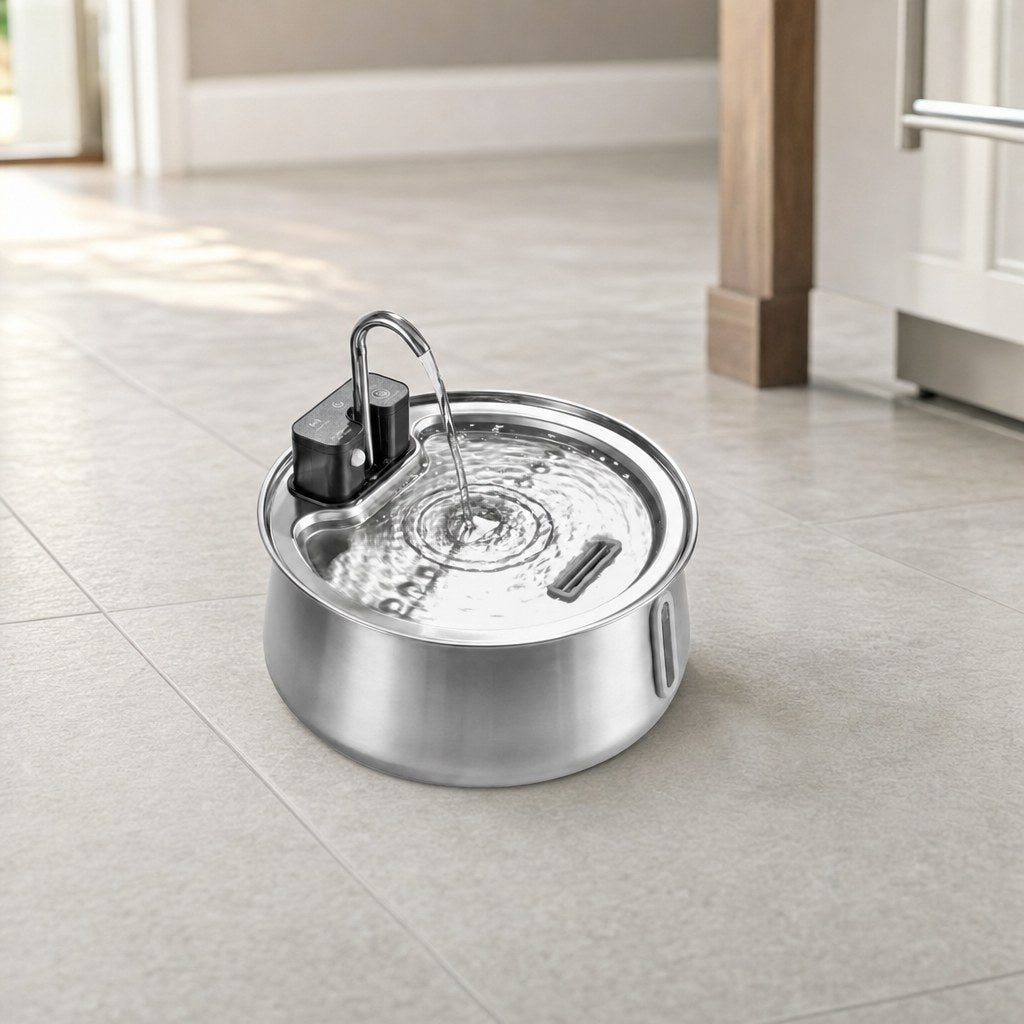 The fountain on a kitchen floor