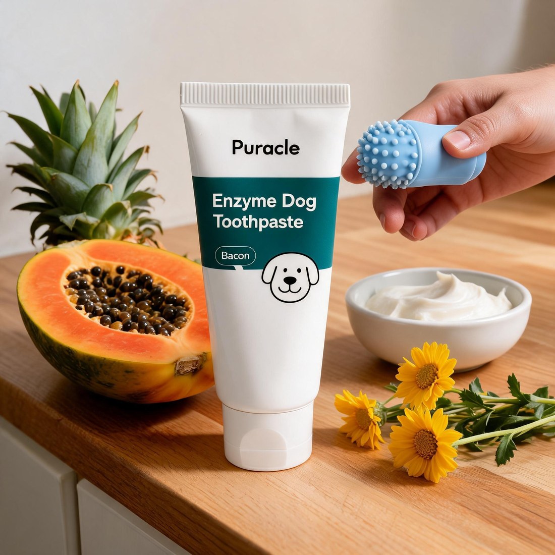 Papaya, pineapple and coconut oil