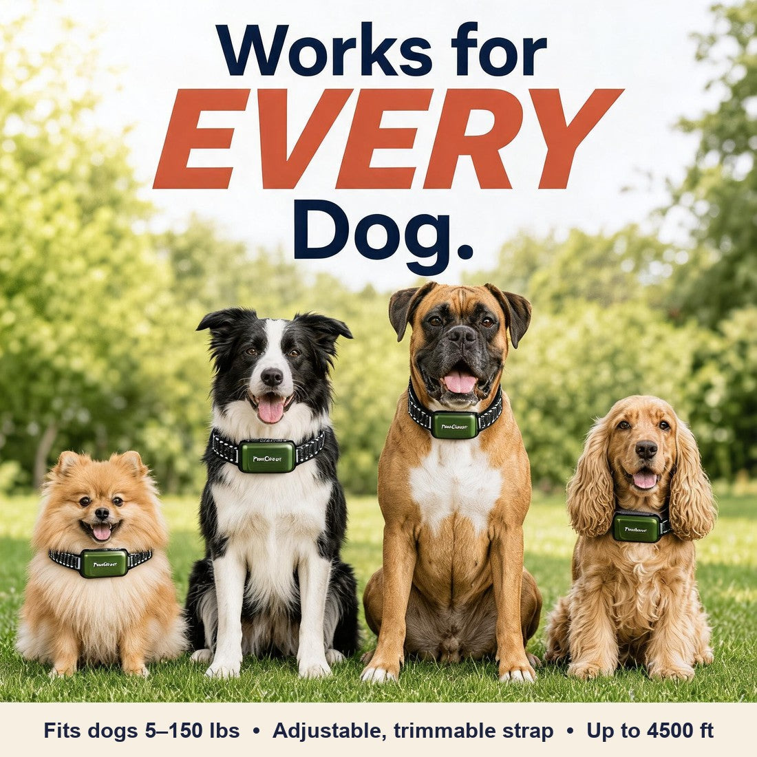 Fits dogs from 5 to 150 lbs