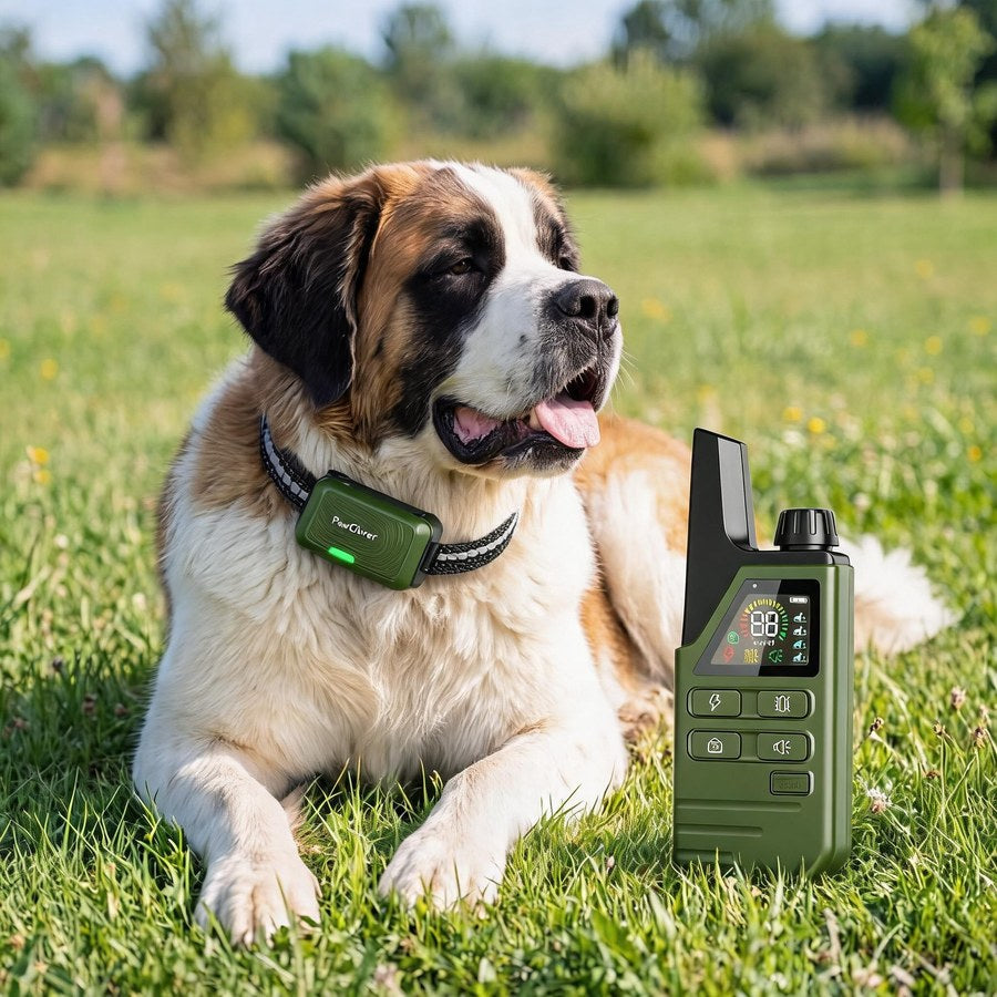 The collar on a large dog
