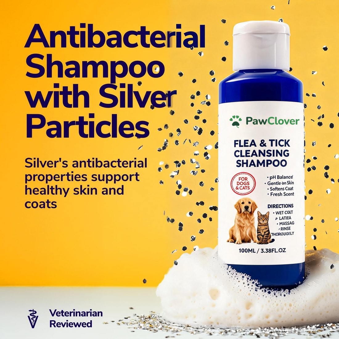 Antibacterial shampoo with silver particles